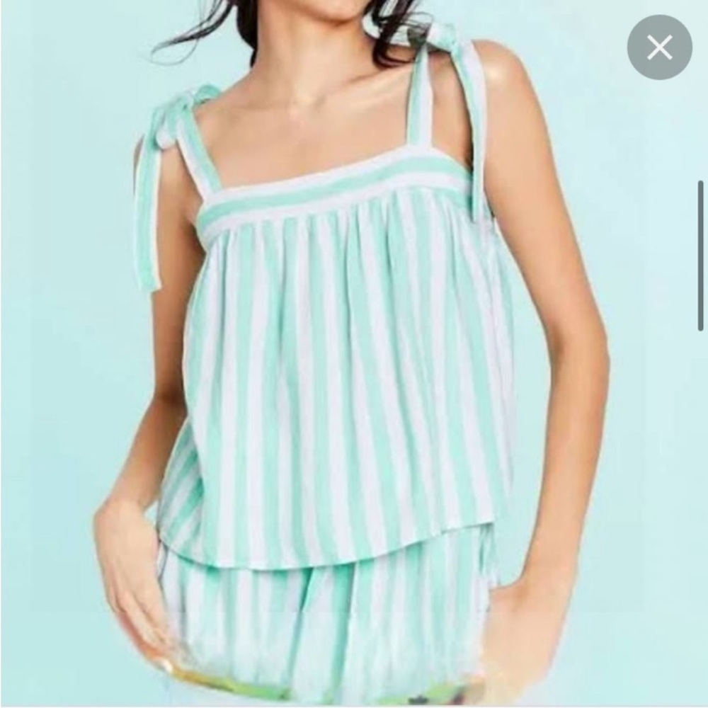 NWT-STONEY CLOVER-GREEN AND WHITE STRIPED SUMMER TOP-SIZE MEDIUM